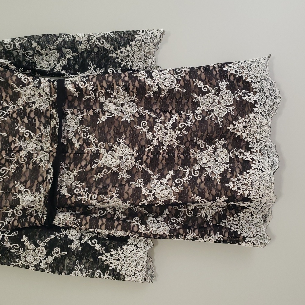 ANTONIO MELANI NWT Holly Floral Lace Dress 14 Black White Long Sleeves Classic - Picture 10 of 16